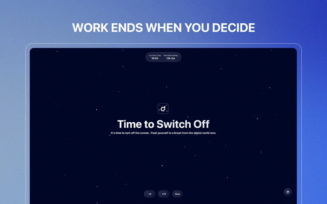 DeskRest Clock Out feature on macOS marking the end of the workday